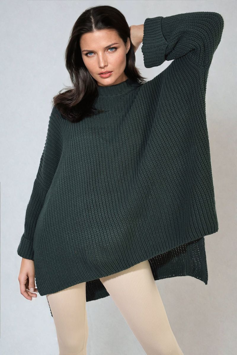 She Wears Glory™ High Neck Oversized Long Sleeve Knitted Jumper