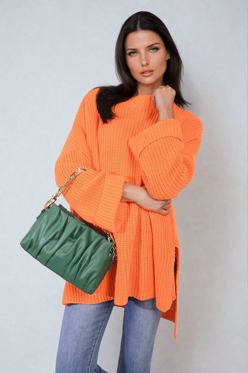 She Wears Glory™ High Neck Oversized Long Sleeve Knitted Jumper