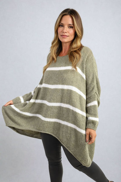 She Wears Glory™ Stripe Oversized Knitted Jumper
