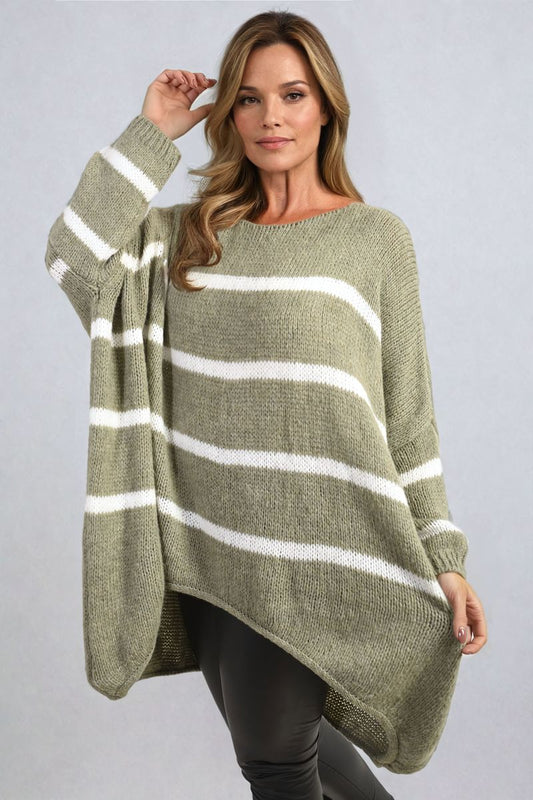 She Wears Glory™ Stripe Oversized Knitted Jumper