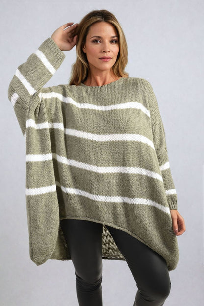 She Wears Glory™ Stripe Oversized Knitted Jumper