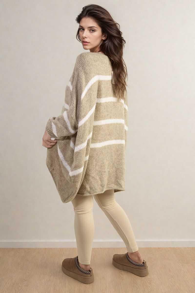 She Wears Glory™ Stripe Oversized Knitted Jumper