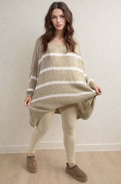 She Wears Glory™ Stripe Oversized Knitted Jumper