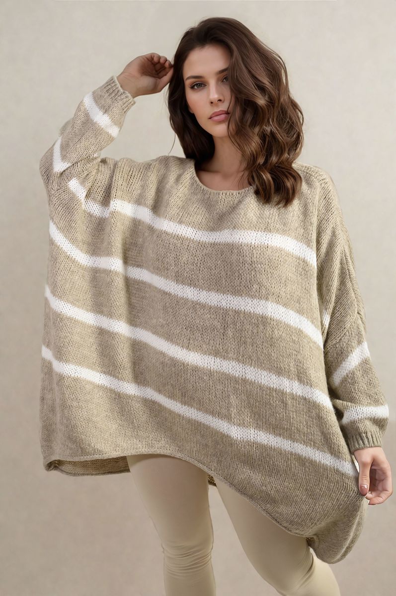 She Wears Glory™ Stripe Oversized Knitted Jumper