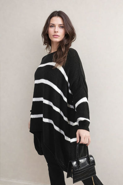 She Wears Glory™ Stripe Oversized Knitted Jumper