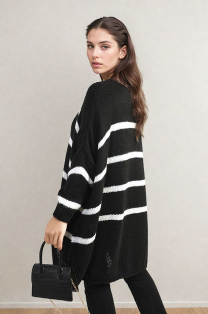 She Wears Glory™ Stripe Oversized Knitted Jumper