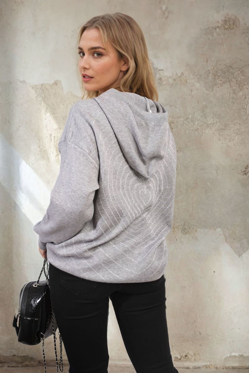 She Wears Glory™ Back Heart Print Knitted Hoodie