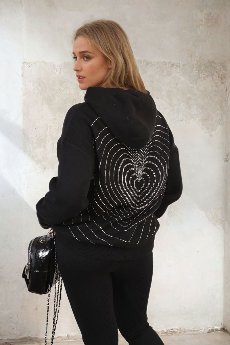She Wears Glory™ Back Heart Print Knitted Hoodie