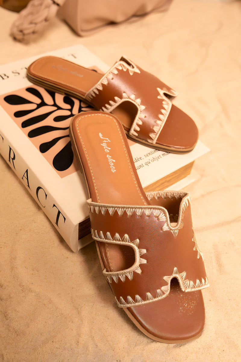 Trim Cut Out Flat Slip On Sandals - She Wears Glory Beverly Hills