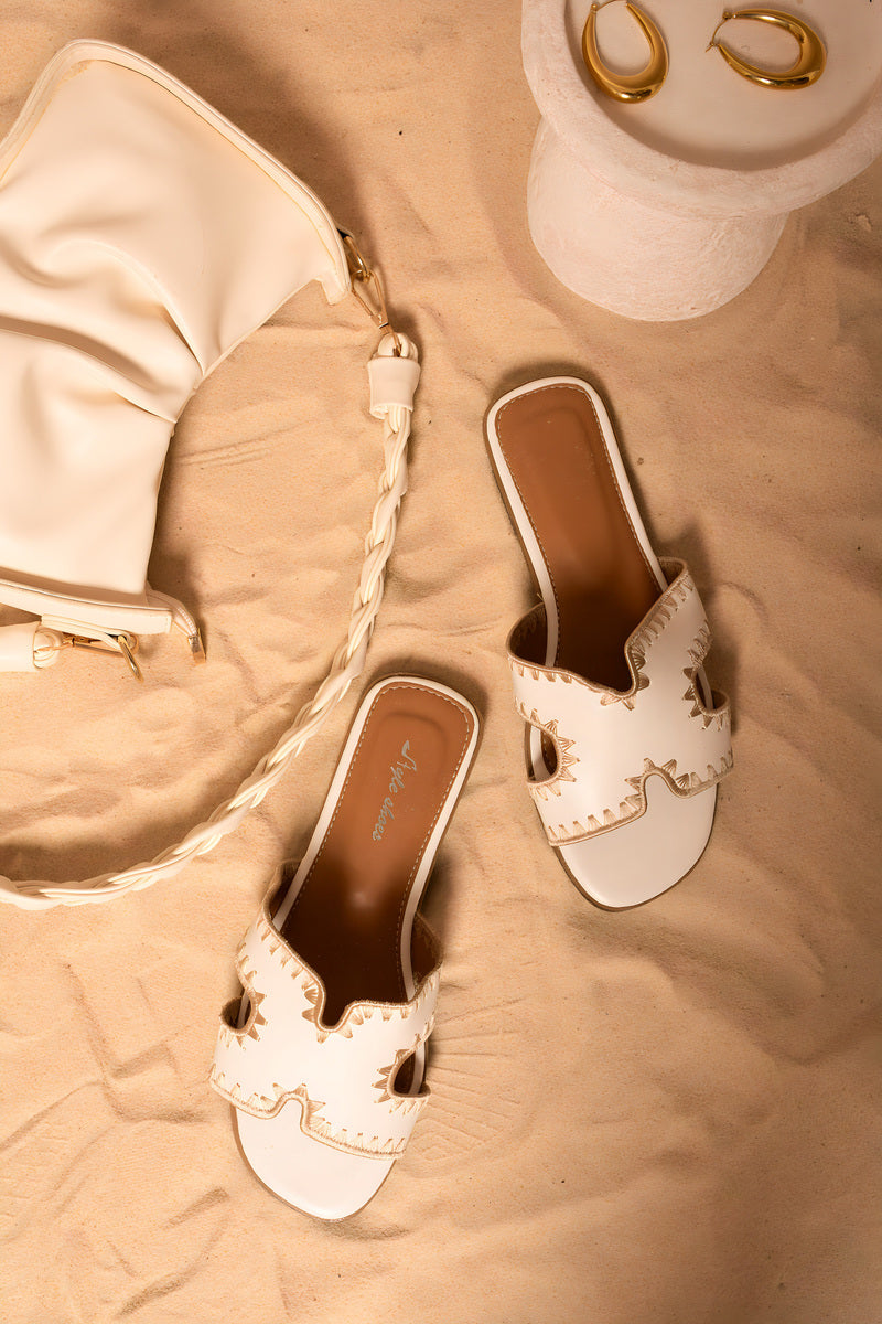 Trim Cut Out Flat Slip On Sandals - She Wears Glory Beverly Hills