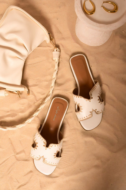 Trim Cut Out Flat Slip On Sandals - She Wears Glory Beverly Hills