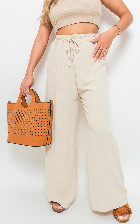 She Wears Glory™ Drawstring Gathered Waist Wide Leg Trouser