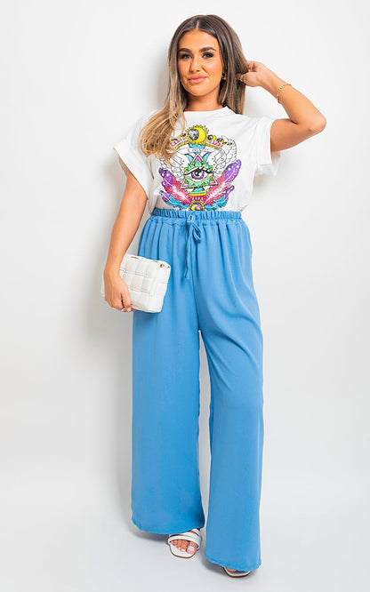 She Wears Glory™ Drawstring Gathered Waist Wide Leg Trouser