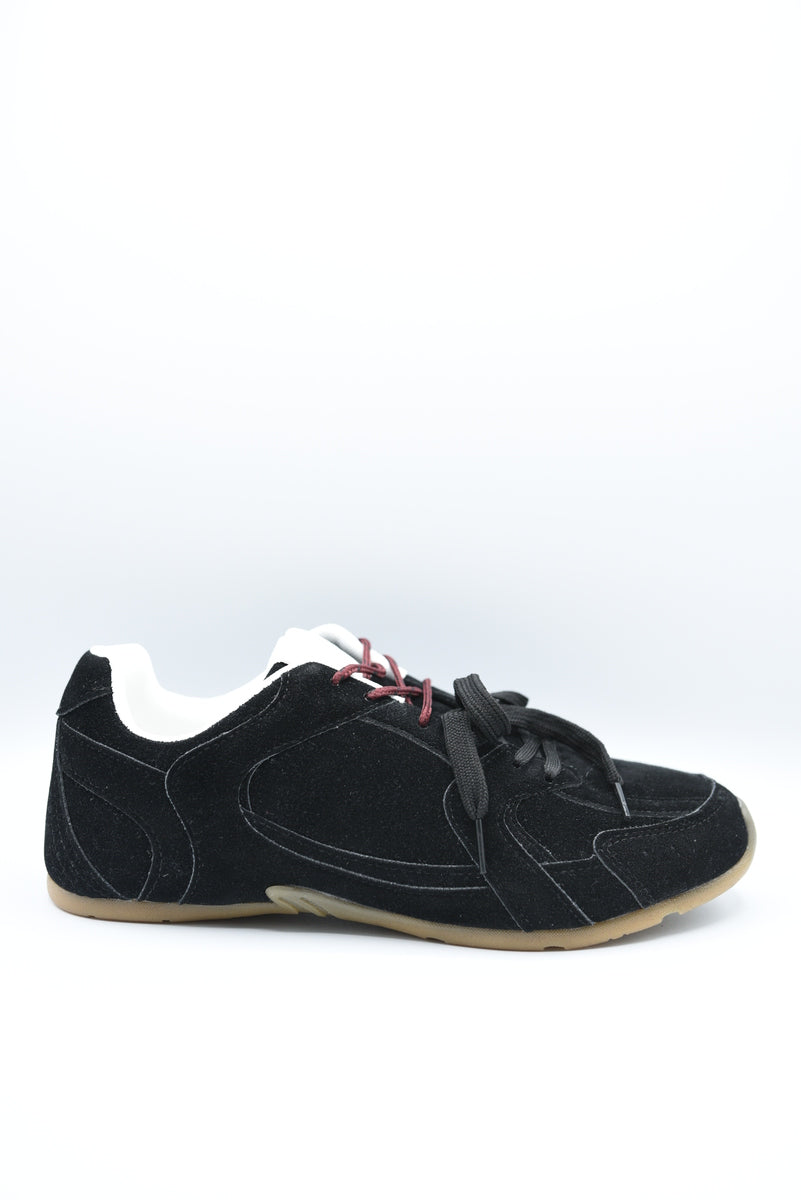 Double Contrast Lace Up Flat Trainers - She Wears Glory Beverly Hills