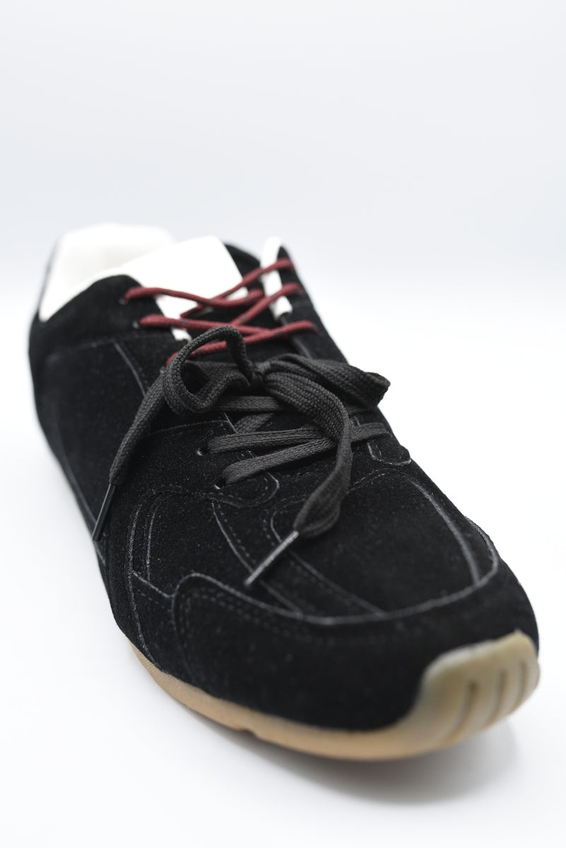 Double Contrast Lace Up Flat Trainers - She Wears Glory Beverly Hills