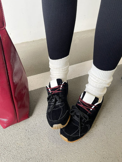 Double Contrast Lace Up Flat Trainers - She Wears Glory Beverly Hills