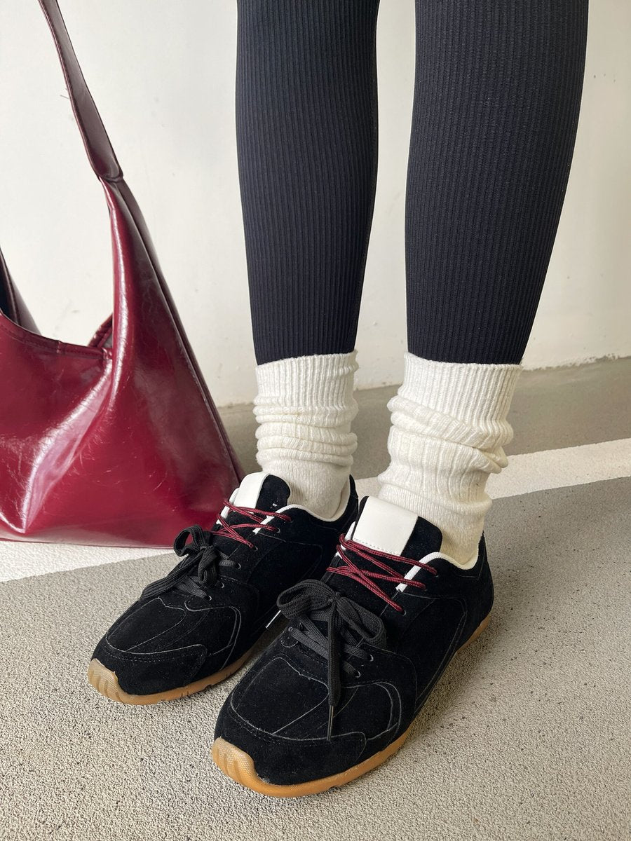 Double Contrast Lace Up Flat Trainers - She Wears Glory Beverly Hills