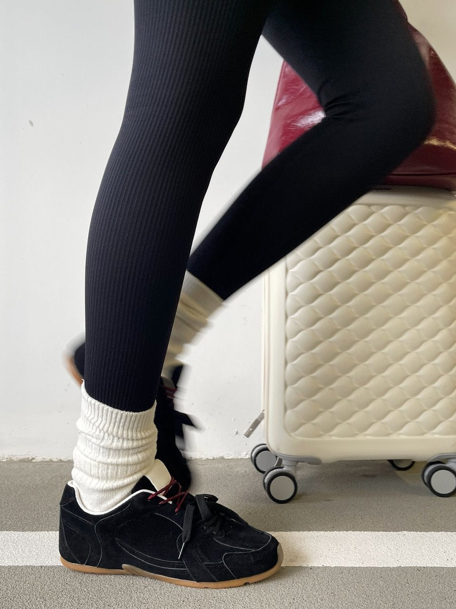 Double Contrast Lace Up Flat Trainers - She Wears Glory Beverly Hills