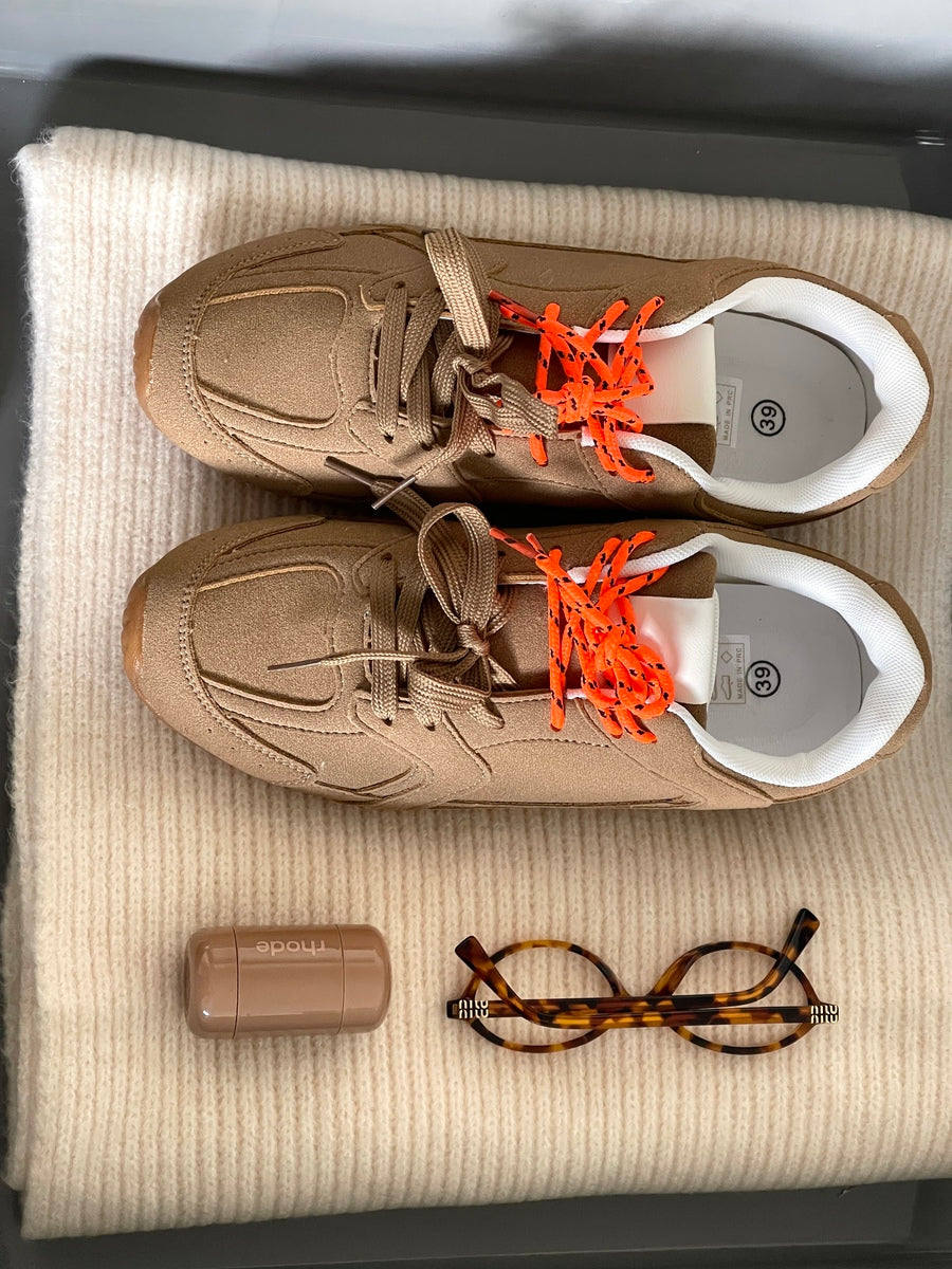 Double Contrast Lace Up Flat Trainers - She Wears Glory Beverly Hills