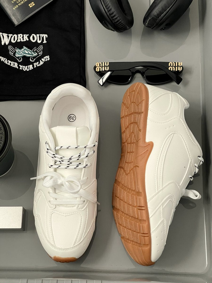 Double Contrast Lace Up Flat Trainers - She Wears Glory Beverly Hills