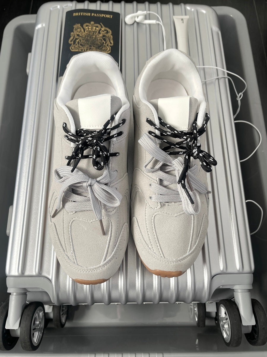 Double Contrast Lace Up Flat Trainers - She Wears Glory Beverly Hills