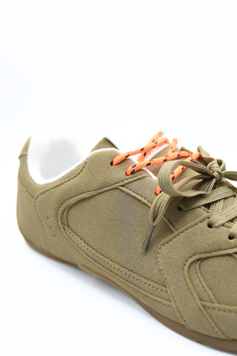 Double Contrast Lace Up Flat Trainers - She Wears Glory Beverly Hills