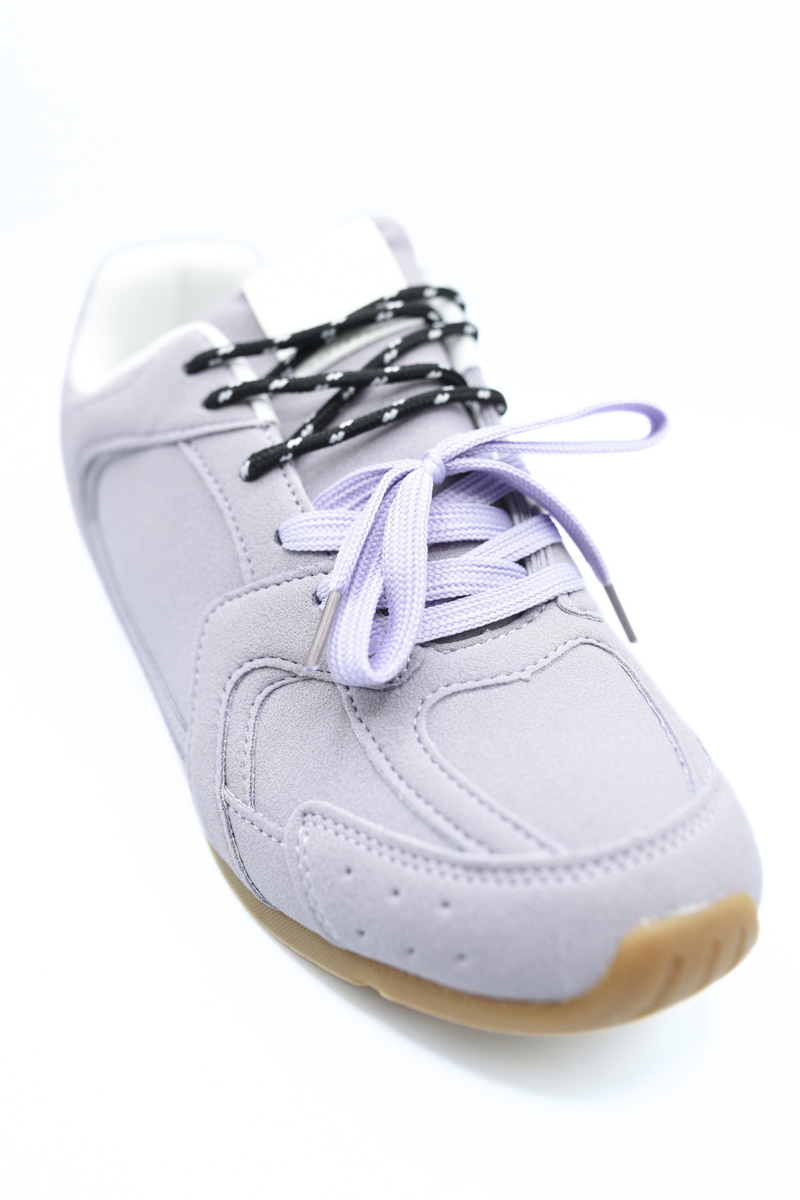 Double Contrast Lace Up Flat Trainers - She Wears Glory Beverly Hills