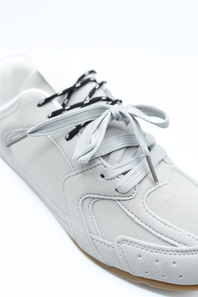 Double Contrast Lace Up Flat Trainers - She Wears Glory Beverly Hills