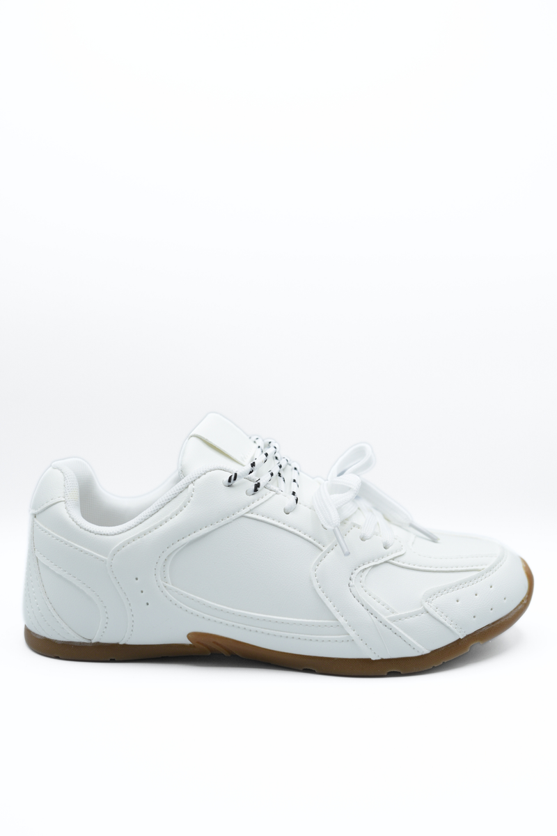 Double Contrast Lace Up Flat Trainers - She Wears Glory Beverly Hills