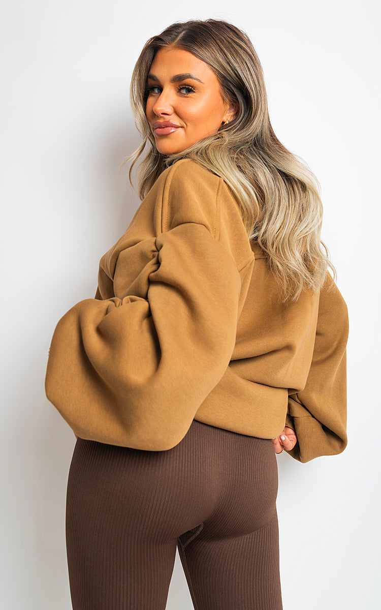 She Wears Glory™ Fall Winter Oversized Ruched Sleeves Hoodie