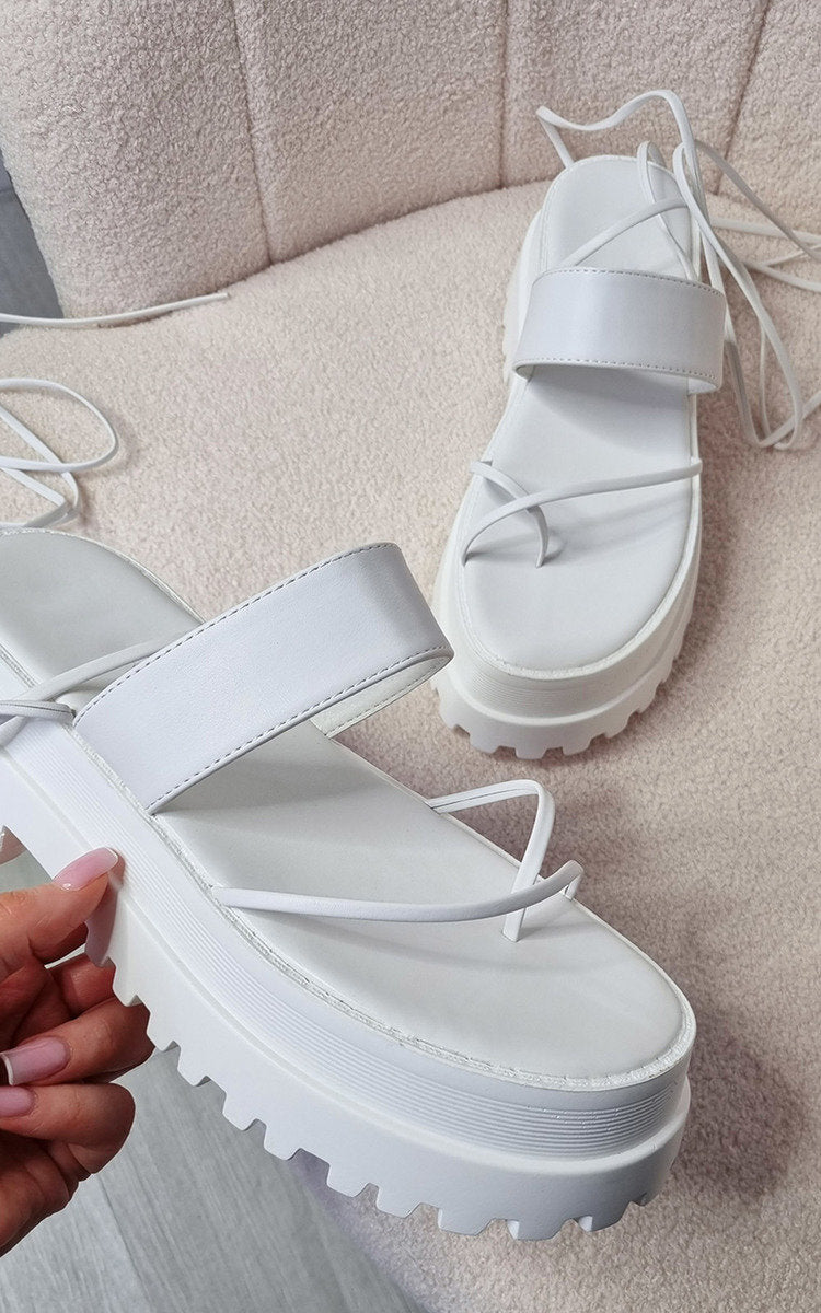She Wears Glory™ Faux Leather Strappy Lace Up Sandals