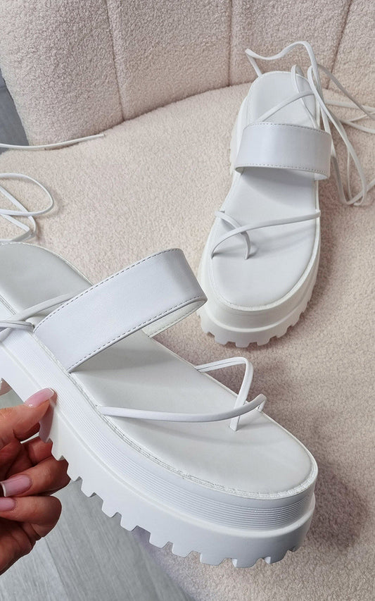 She Wears Glory™ Faux Leather Strappy Lace Up Sandals