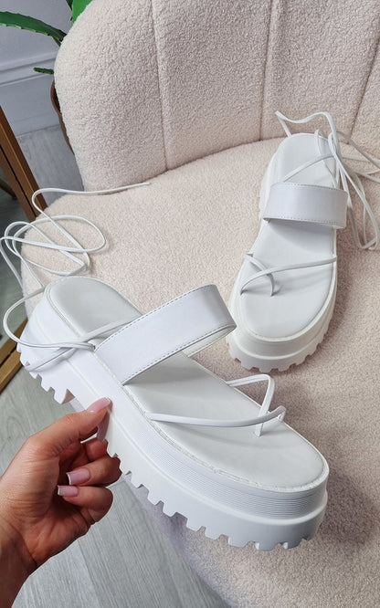 She Wears Glory™ Faux Leather Strappy Lace Up Sandals