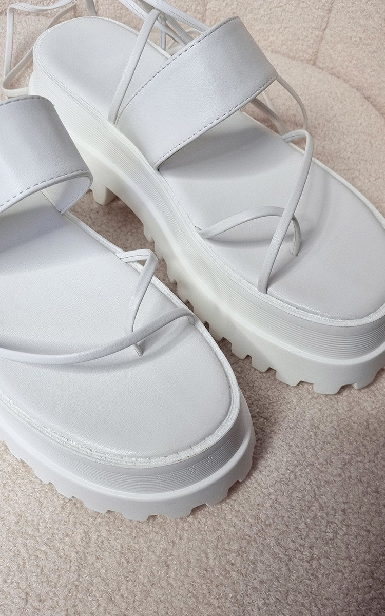 She Wears Glory™ Faux Leather Strappy Lace Up Sandals