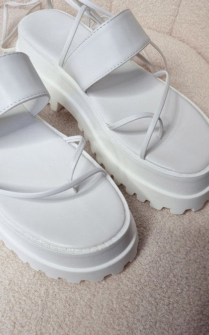 She Wears Glory™ Faux Leather Strappy Lace Up Sandals