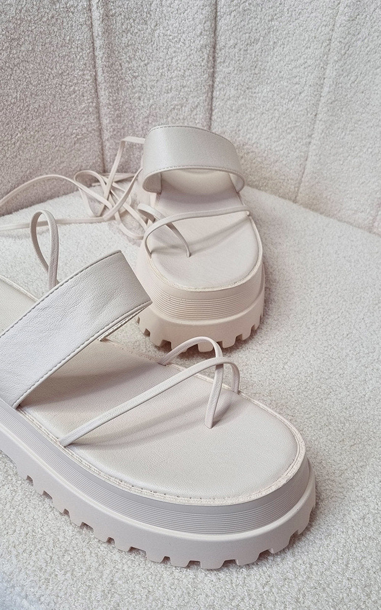 She Wears Glory™ Faux Leather Strappy Lace Up Sandals