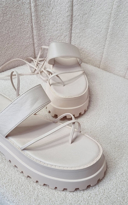 She Wears Glory™ Faux Leather Strappy Lace Up Sandals