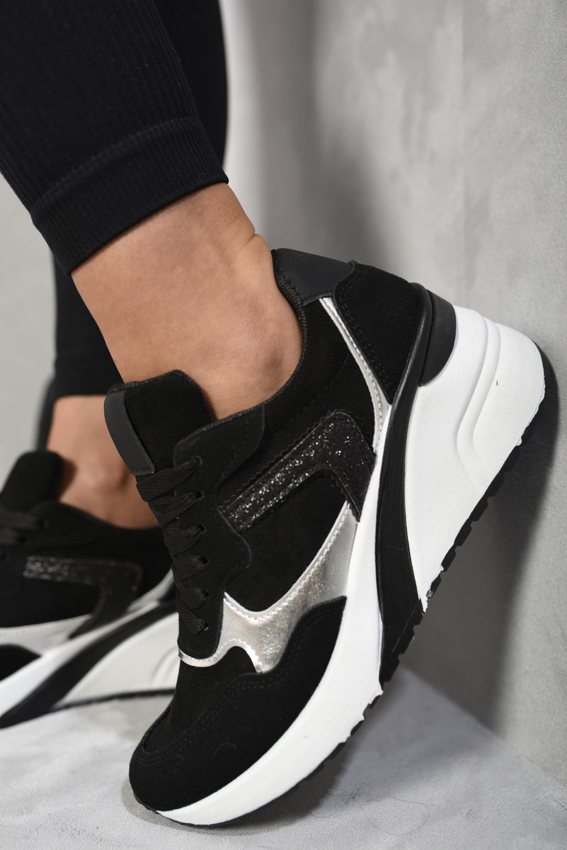 She Wears Glory™ Glitter Detail Lace Up Wedge Trainers