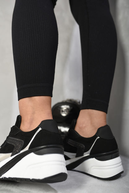 She Wears Glory™ Glitter Detail Lace Up Wedge Trainers