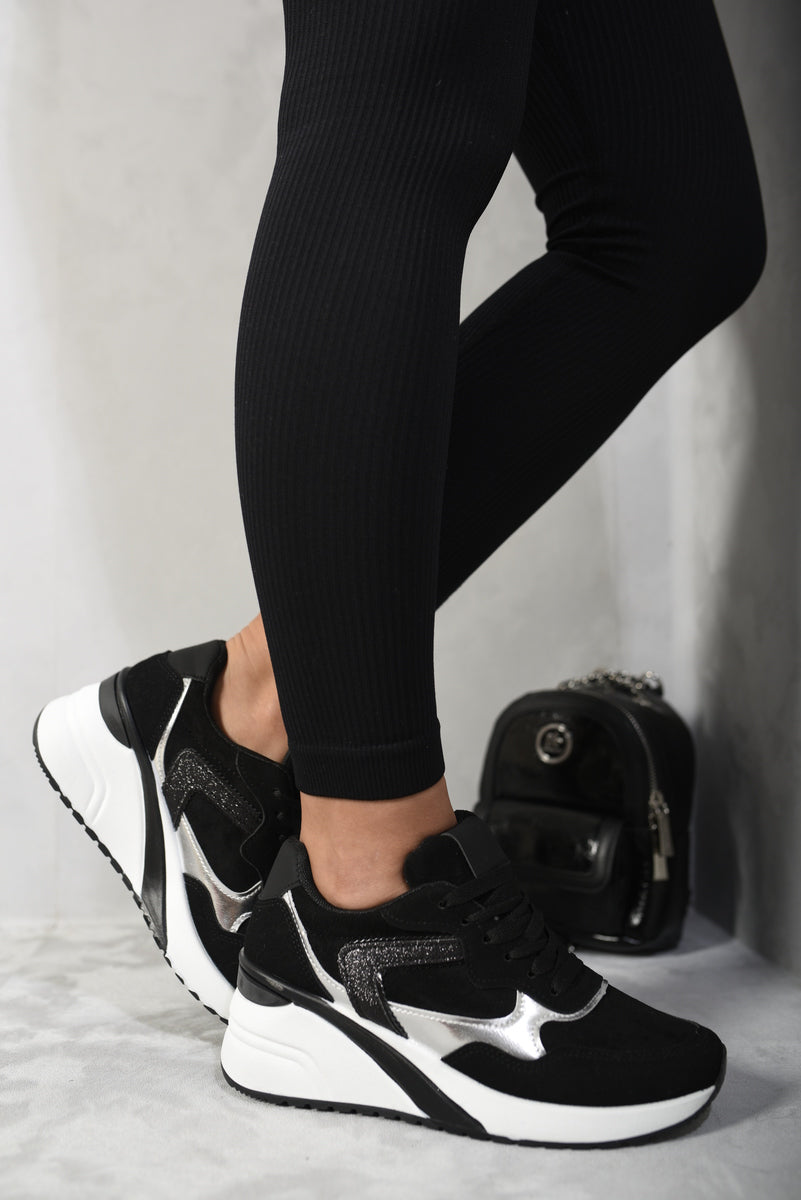 She Wears Glory™ Glitter Detail Lace Up Wedge Trainers