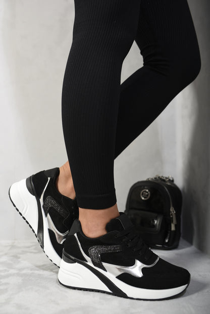 She Wears Glory™ Glitter Detail Lace Up Wedge Trainers
