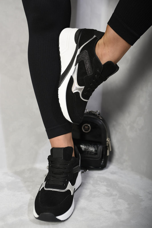 She Wears Glory™ Glitter Detail Lace Up Wedge Trainers