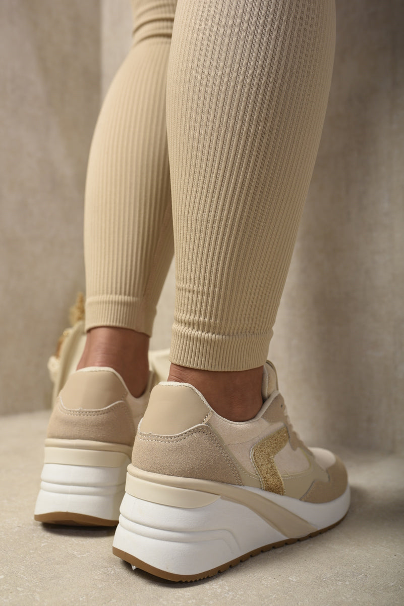 She Wears Glory™ Glitter Detail Lace Up Wedge Trainers