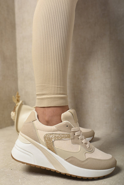 She Wears Glory™ Glitter Detail Lace Up Wedge Trainers
