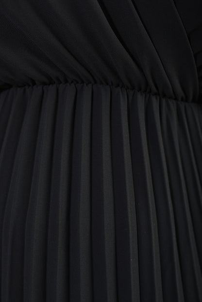 Long Sleeve V-Neck Pleated Maxi Dress - She Wears Glory Beverly Hills