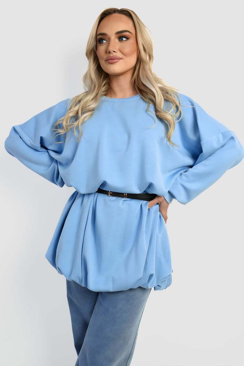Belted Long Sleeve Mini Balloon Dress - She Wears Glory Beverly Hills