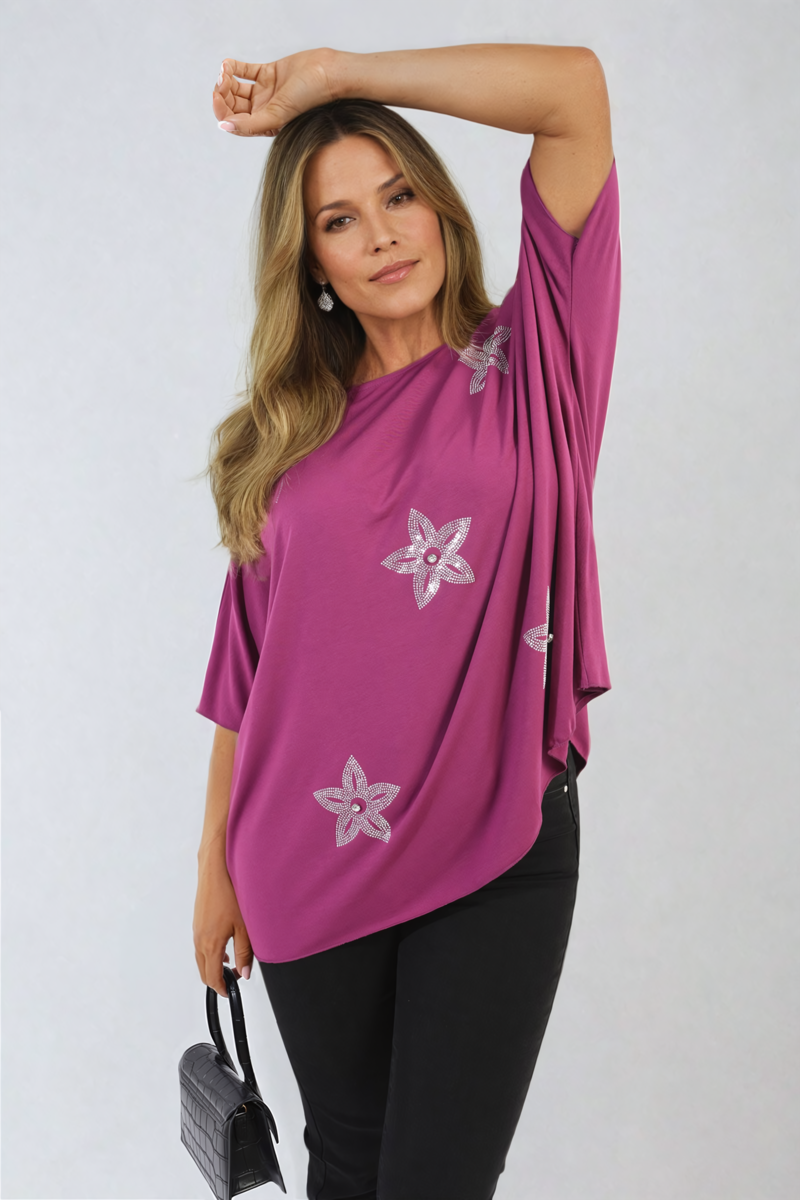 She Wears Glory™ Floral Print Oversized Top