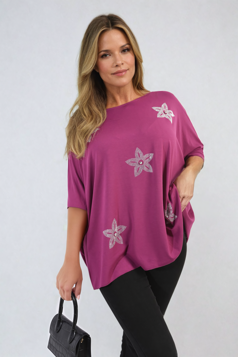 She Wears Glory™ Floral Print Oversized Top