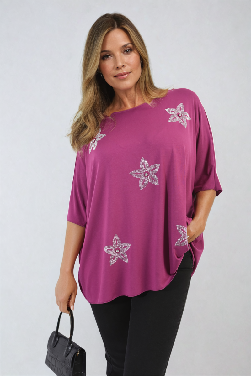 She Wears Glory™ Floral Print Oversized Top