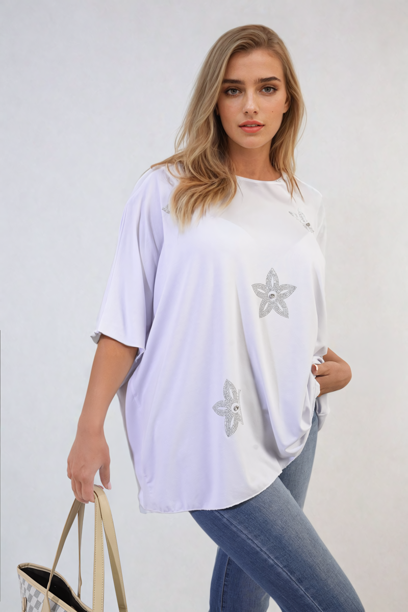She Wears Glory™ Floral Print Oversized Top